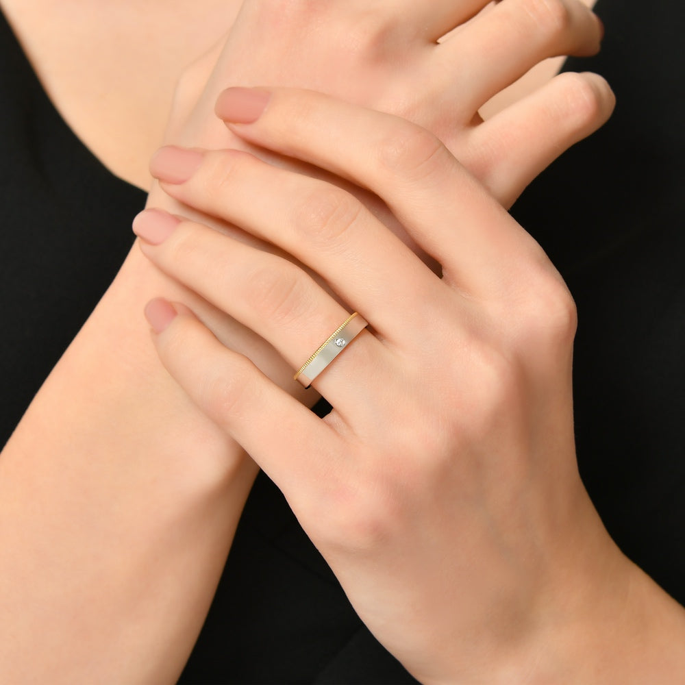 0.02 ct. Moderner Ehering für Damen