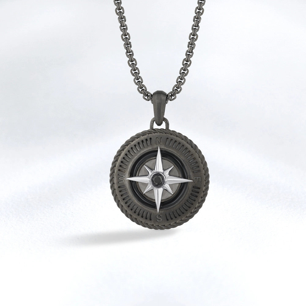 0.08 ct. Herren Silber Diamant Halskette