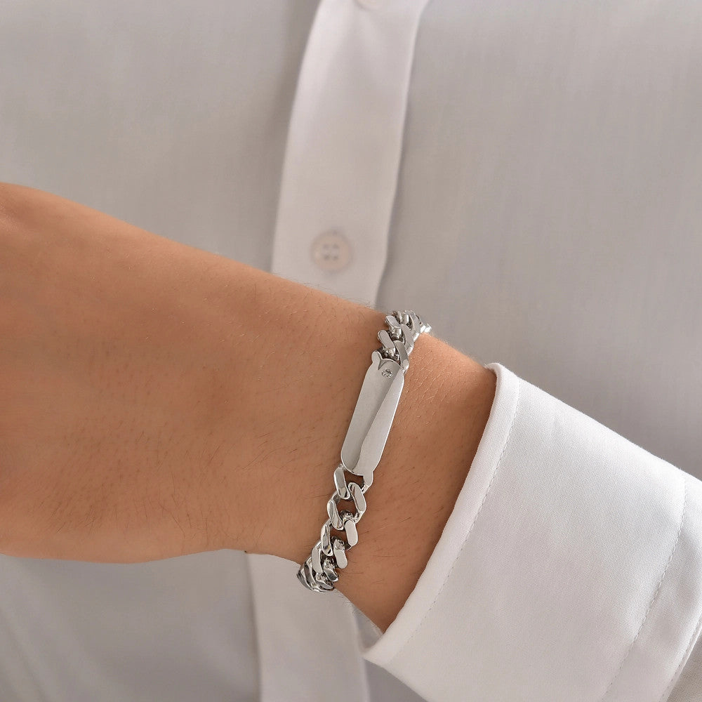0.04 ct. Herren Silber Diamantarmband