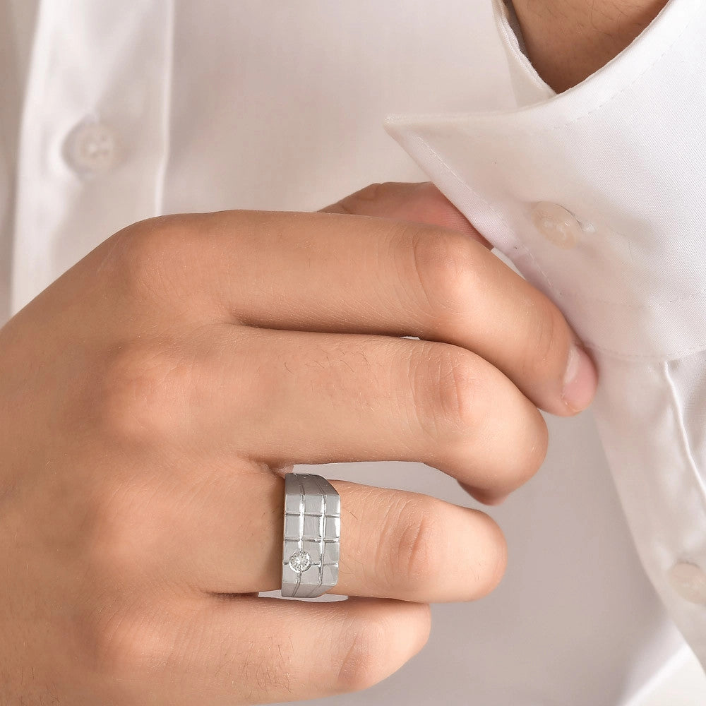 0.15 ct. Herren Silberring