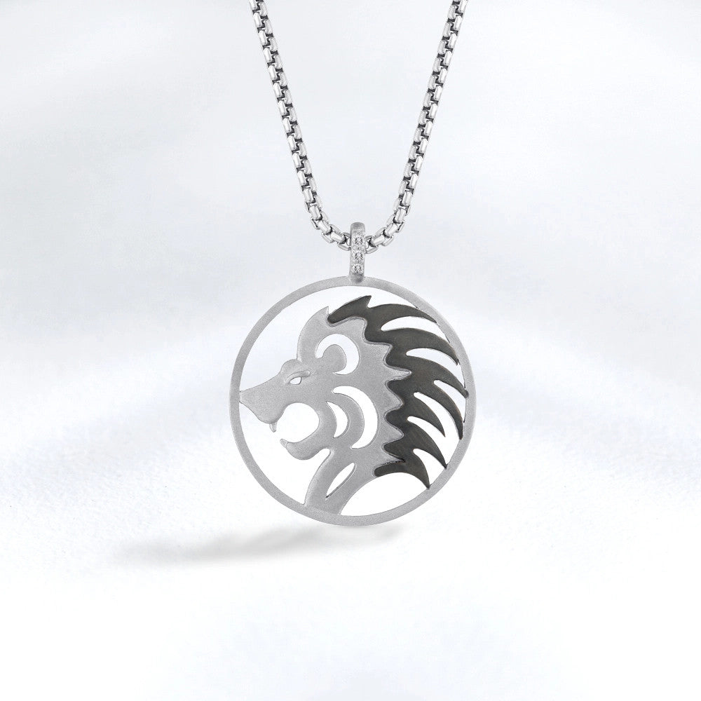 0.04 ct. Silberne Löwe Halskette