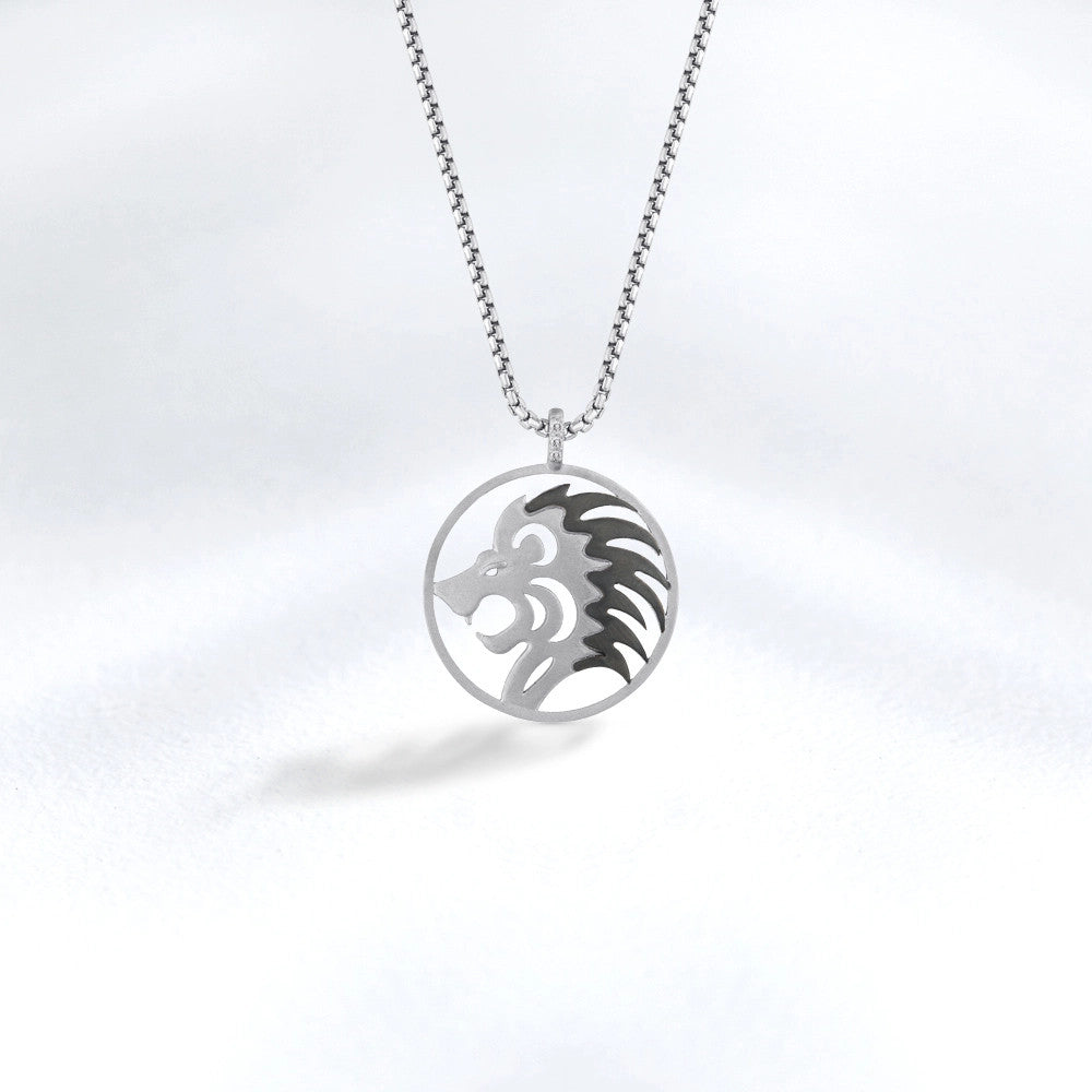 0.04 ct. Silberne Löwe Halskette