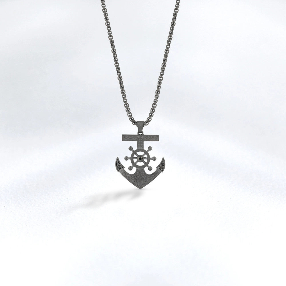 0.13 ct. Men Silver Diamond Necklace