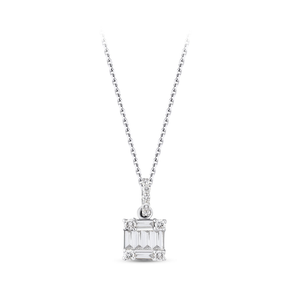 0.19 ct. Baguette Diamant Halskette