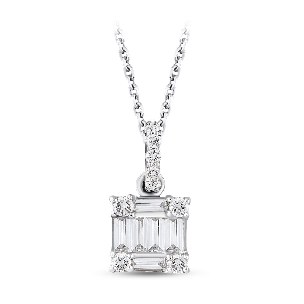 0.19 ct. Baguette Diamant Halskette