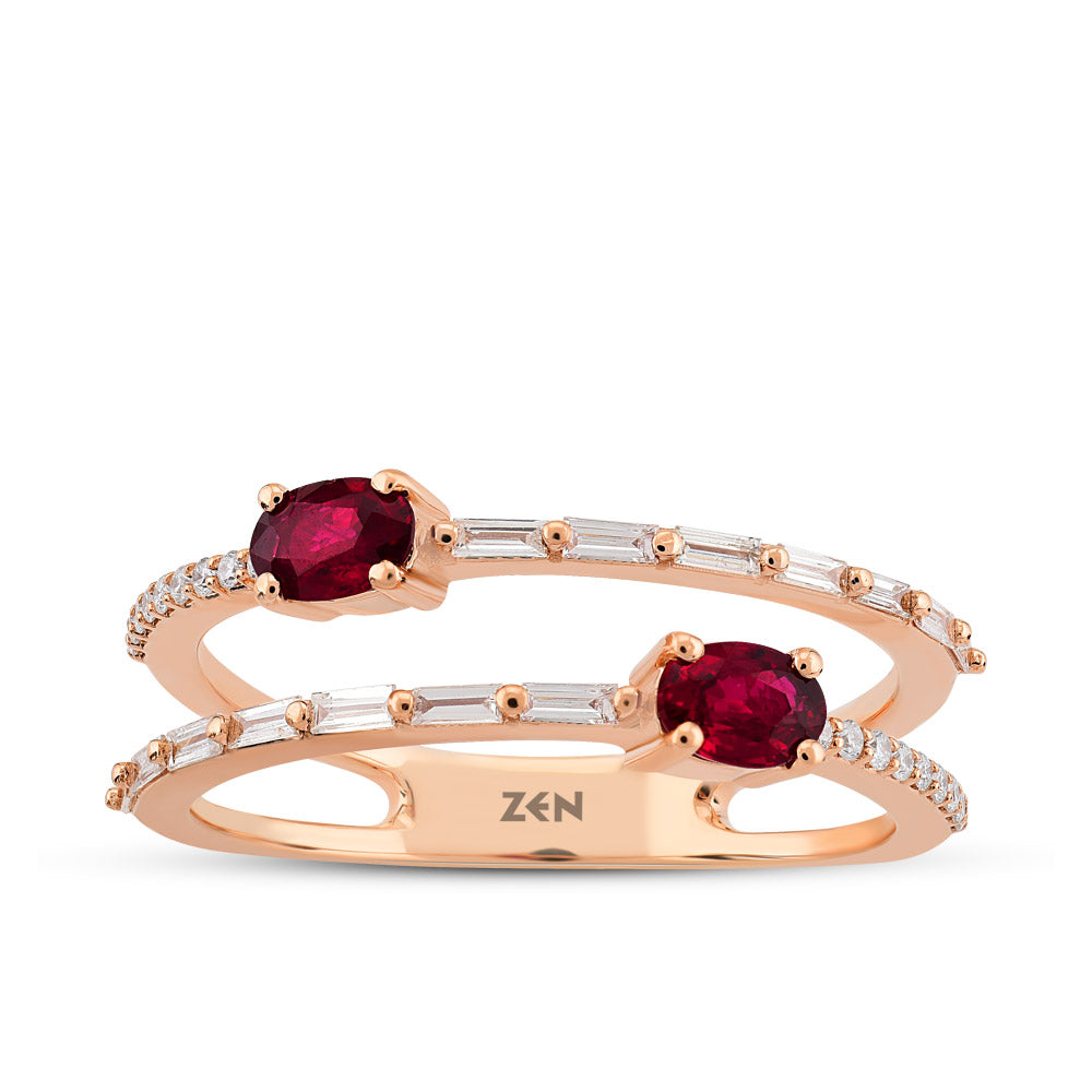 0.59 ct. Rubin Baguette Ring