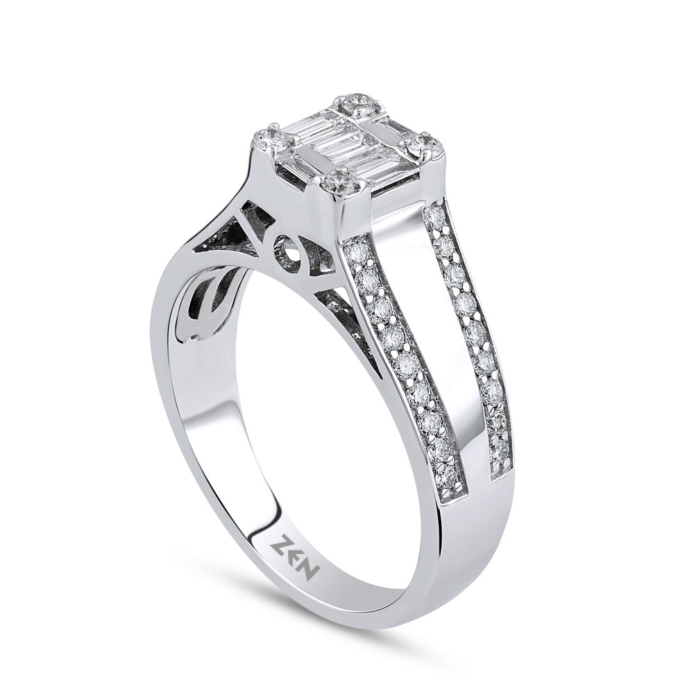 0.52 ct. Baguette Diamantring