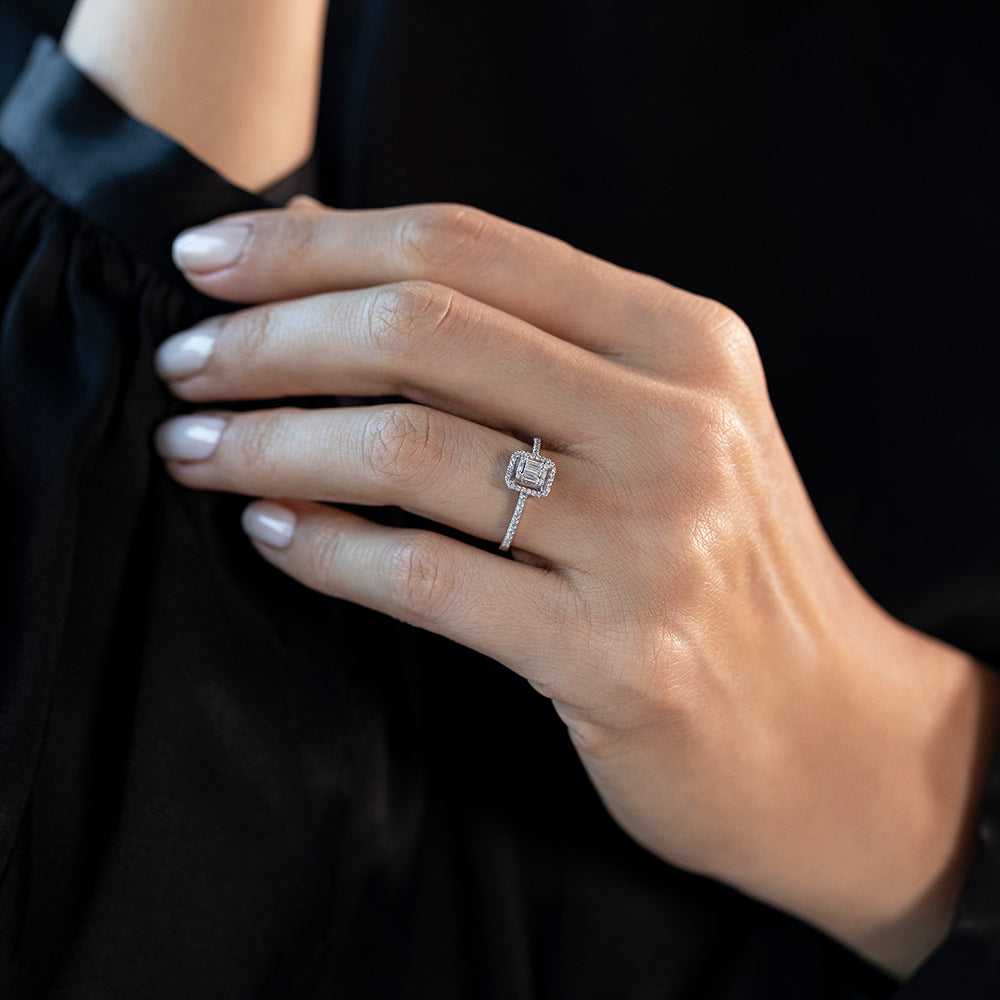 0.24 ct. Baguette Diamantring