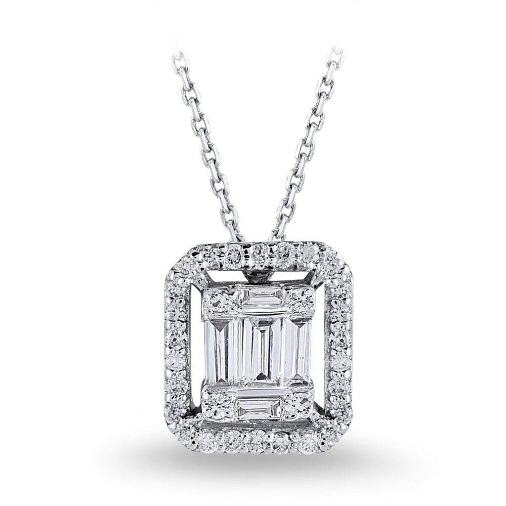 0.19 ct. Baguette Diamant Halskette