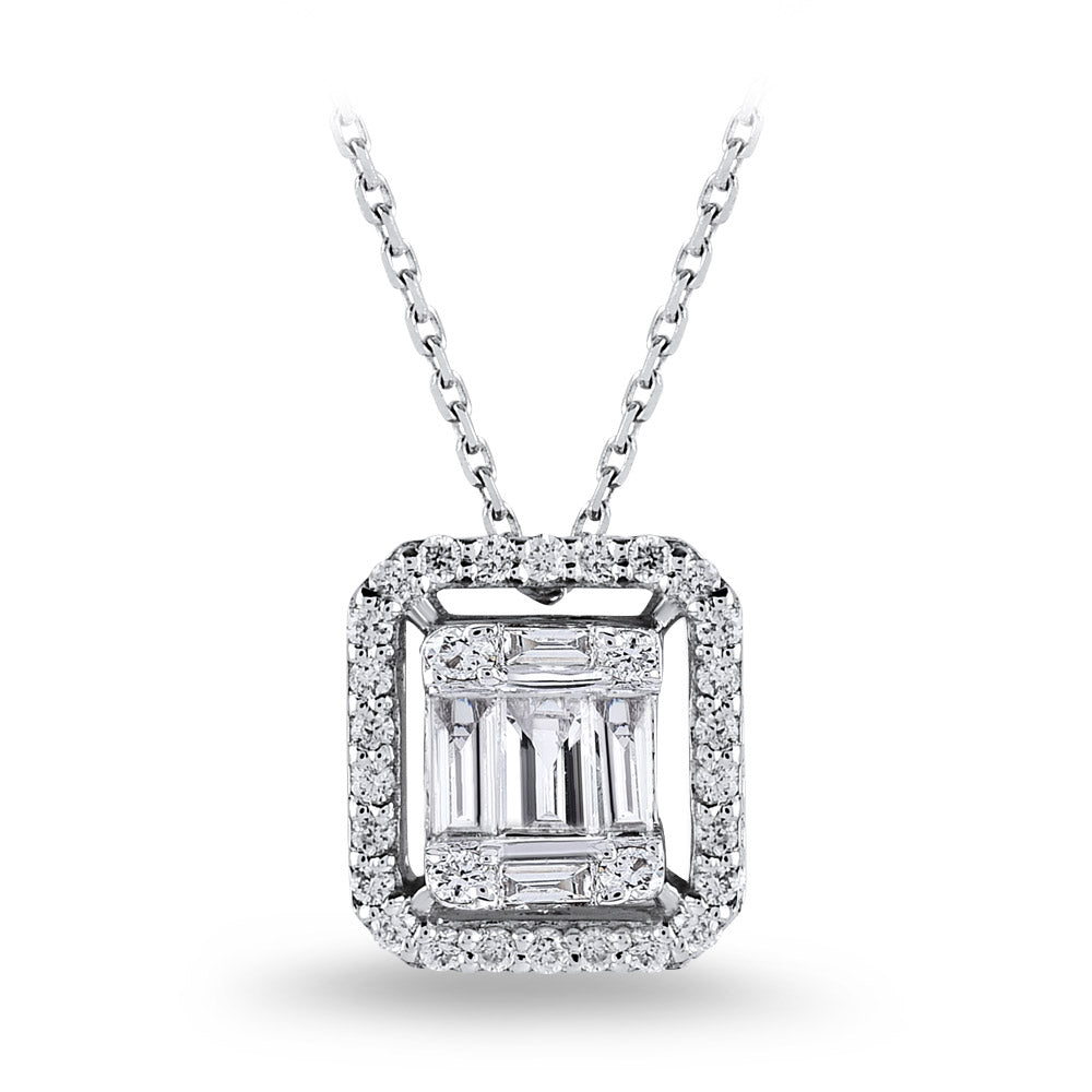 0.17 ct. Baguette Diamant Halskette
