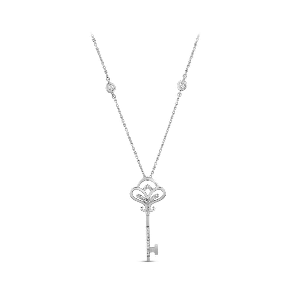 0.13 ct. Luck Key Diamond Necklace
