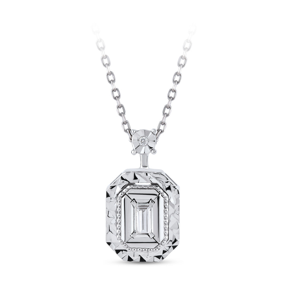 0.04 ct. Baguette Diamant Halskette
