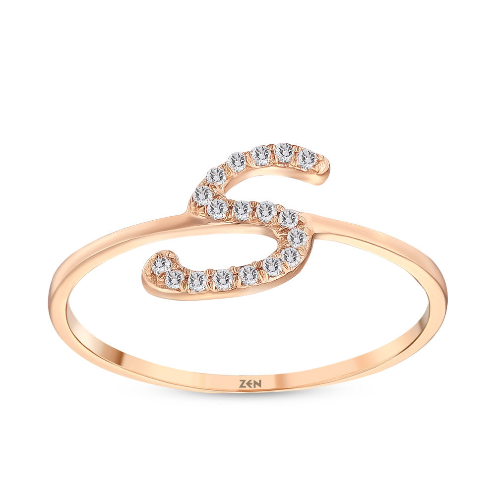 0.07 ct. Buchstabe S Diamantring