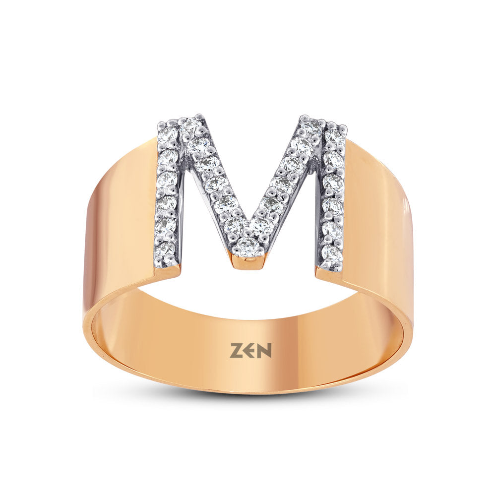 0.21 ct. Buchstabe M Diamantring