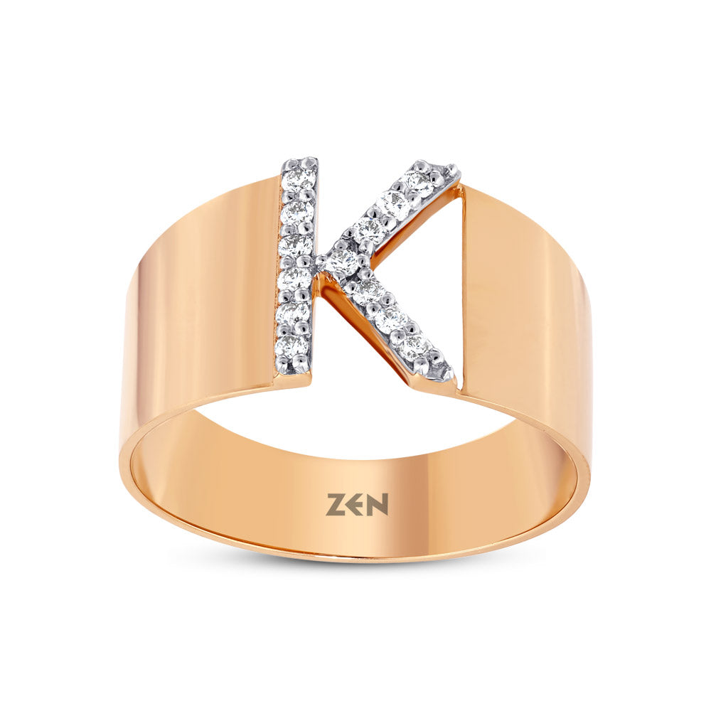 0.11 ct. Buchstabe K Diamantring