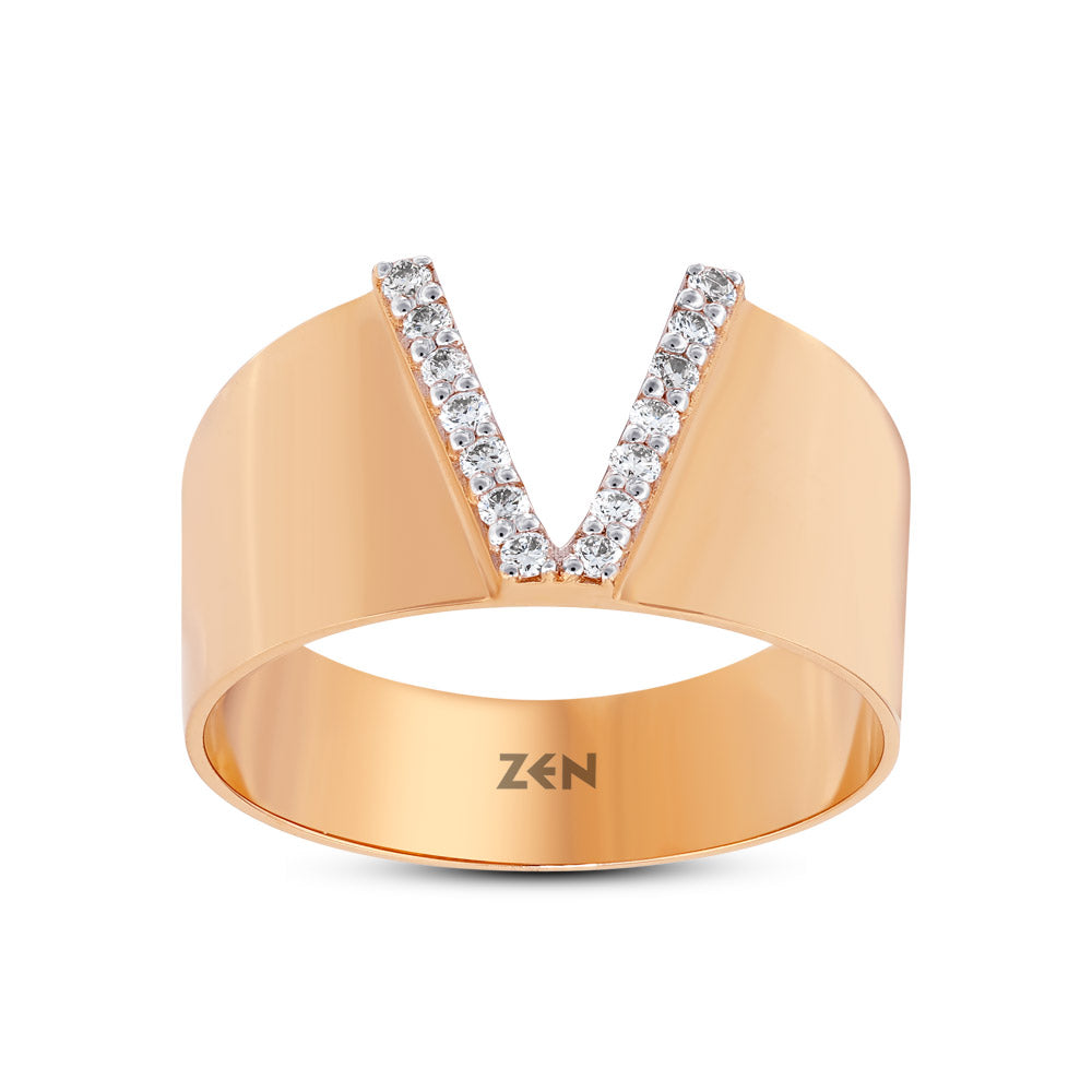 0.12 ct. Buchstabe V Diamantring