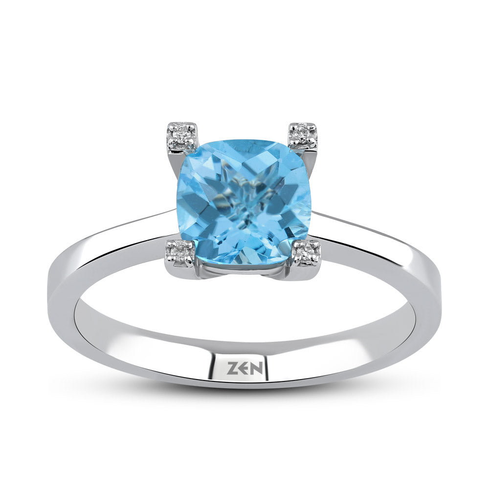 1.01 ct. Blauer Topas Ring