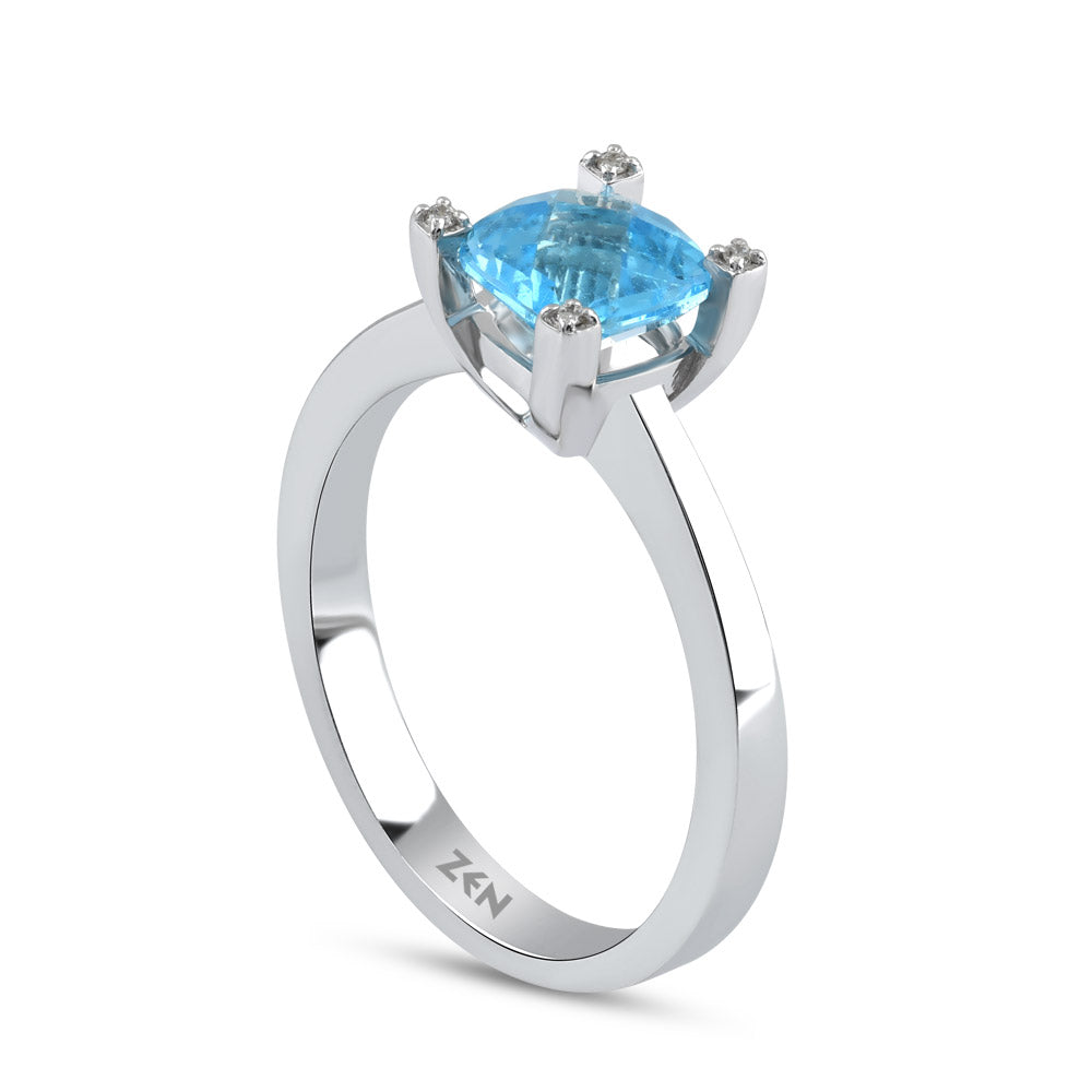 1.01 ct. Blauer Topas Ring