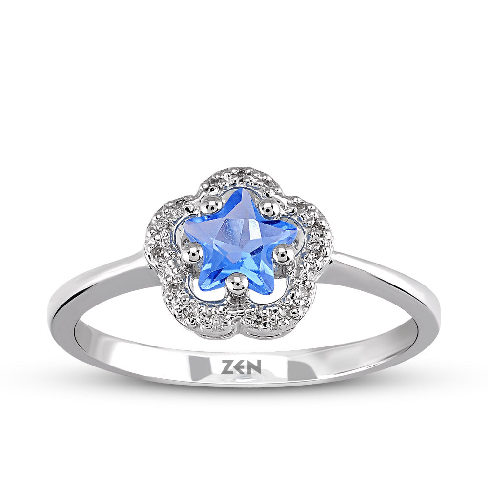 0.33 ct. Blauer Topas Ring