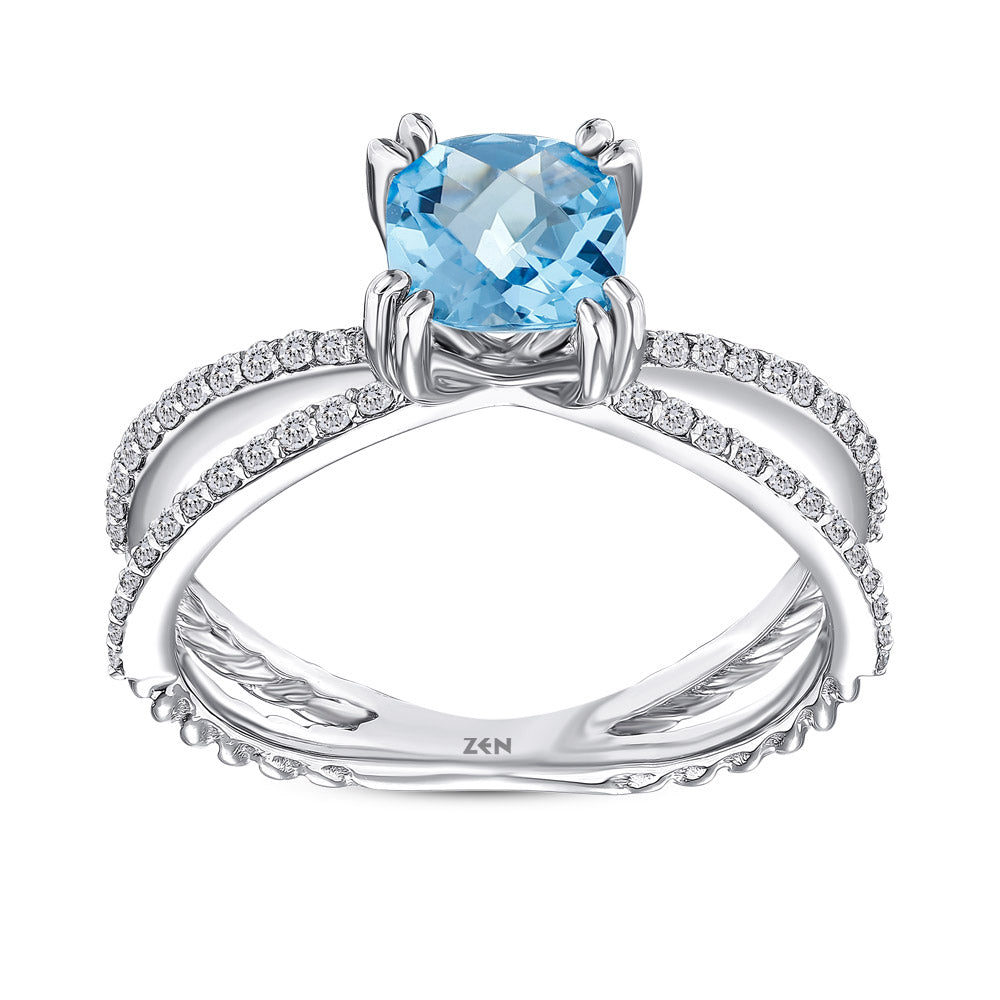 1.25 ct. Blauer Topas Ring