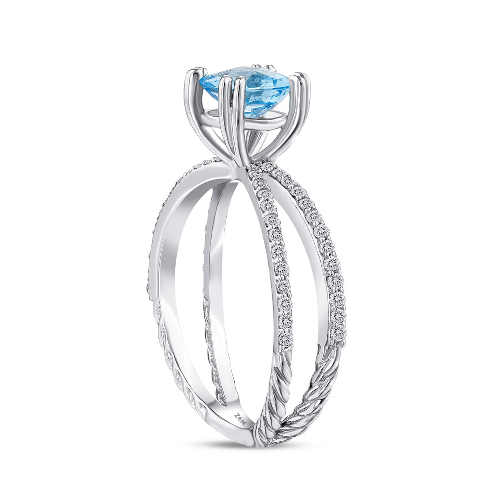 1.25 ct. Blauer Topas Ring