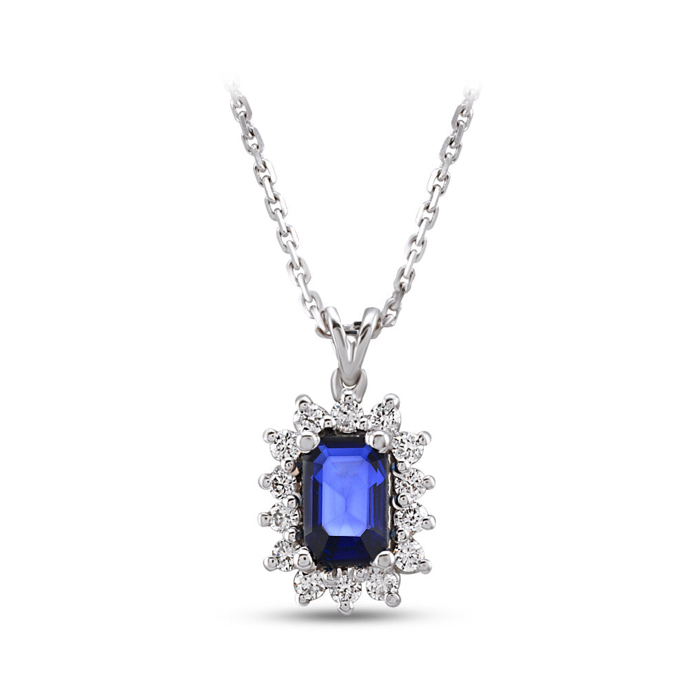 0.71 ct. Saphir Anhänger mit Halskette