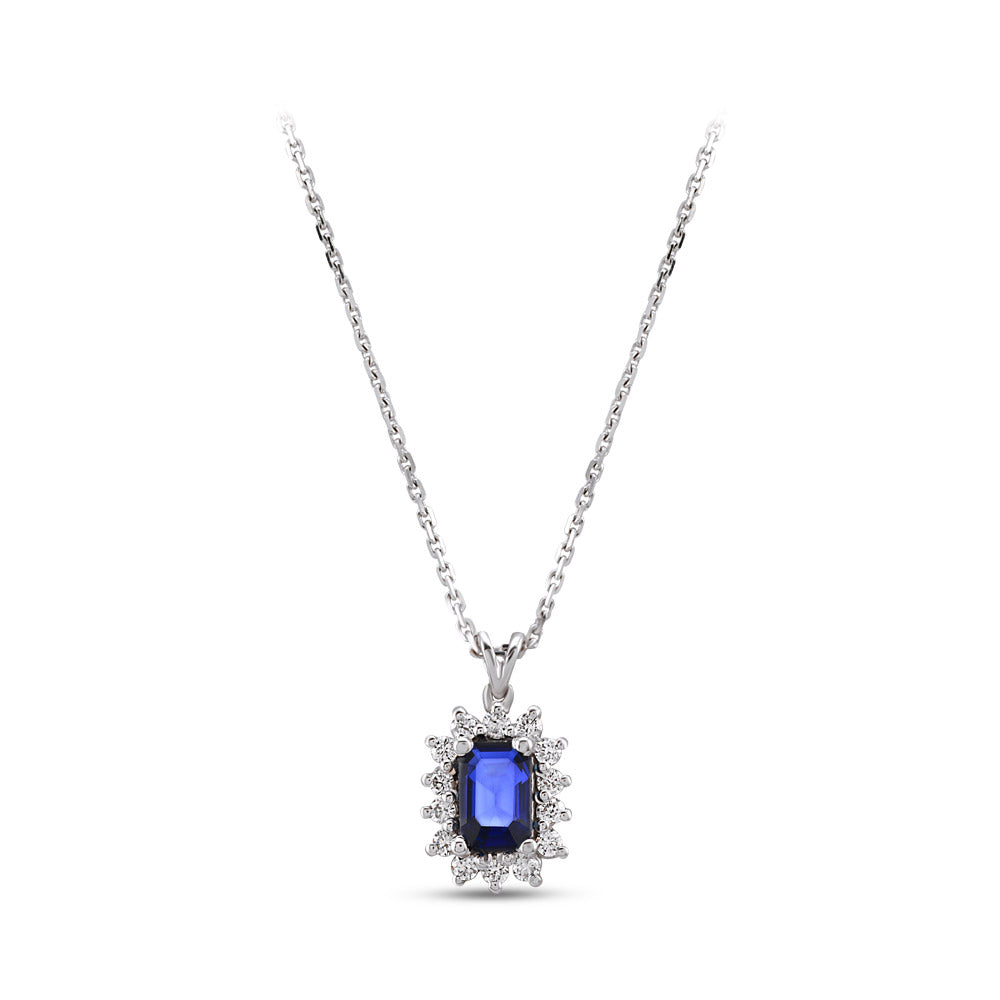 0.71 ct. Saphir Anhänger mit Halskette