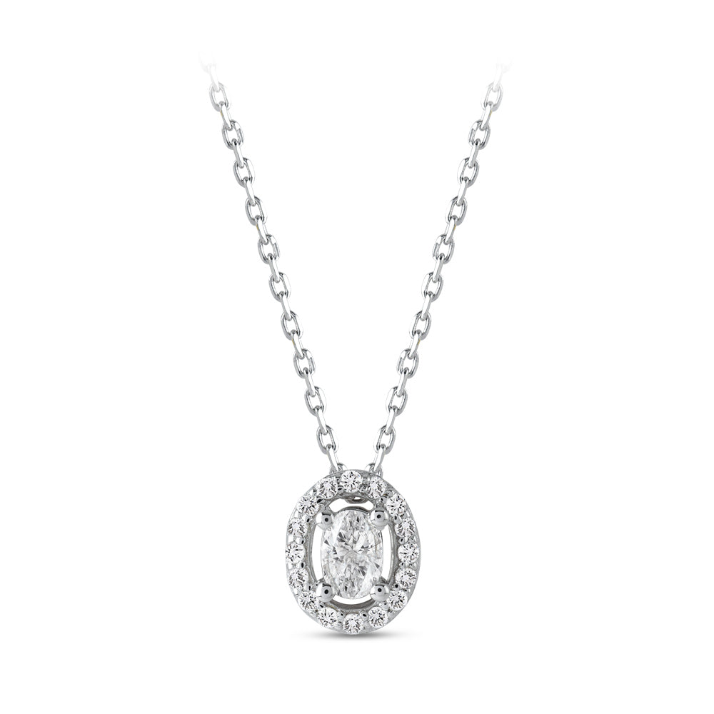 0.30 ct. Ovaler Diamant Halskette
