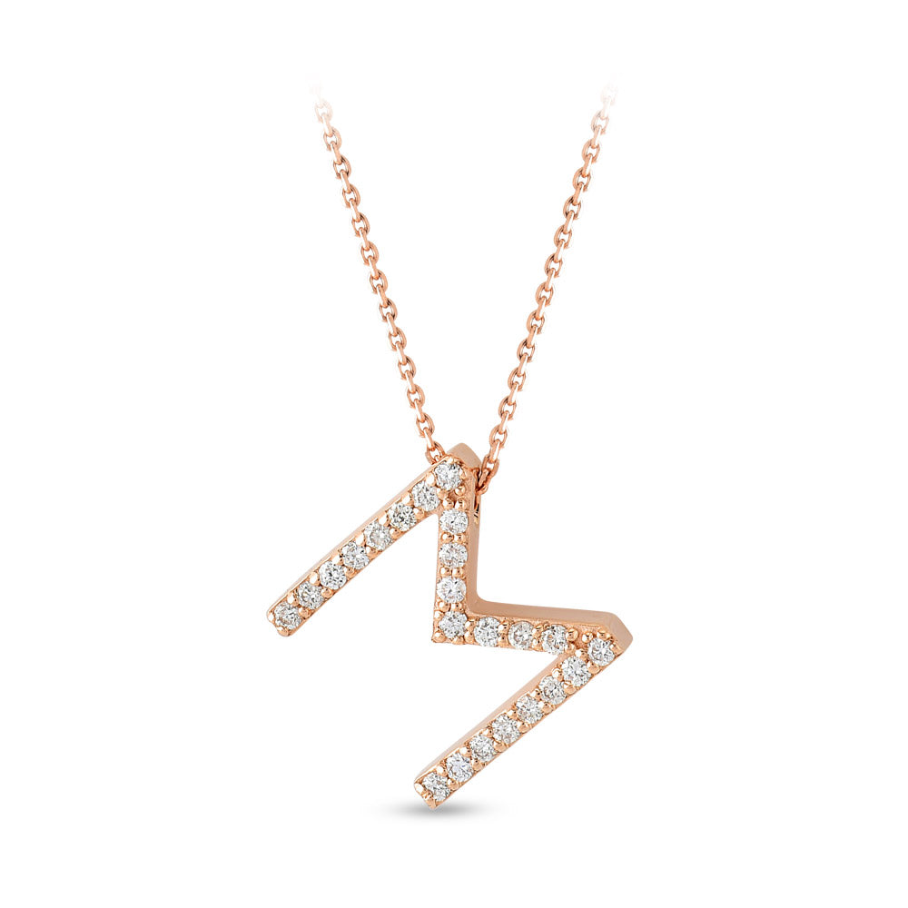 0.12 ct. Buchstabe M Diamant Halskette