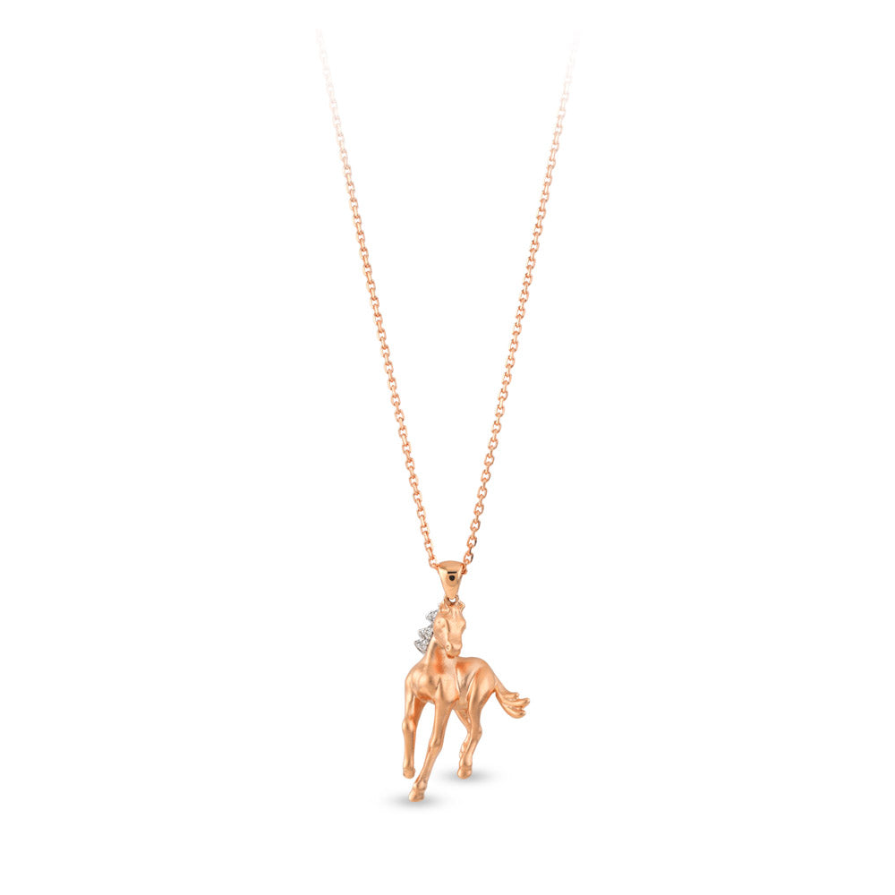 0.01 ct. Pferd Diamant Halskette