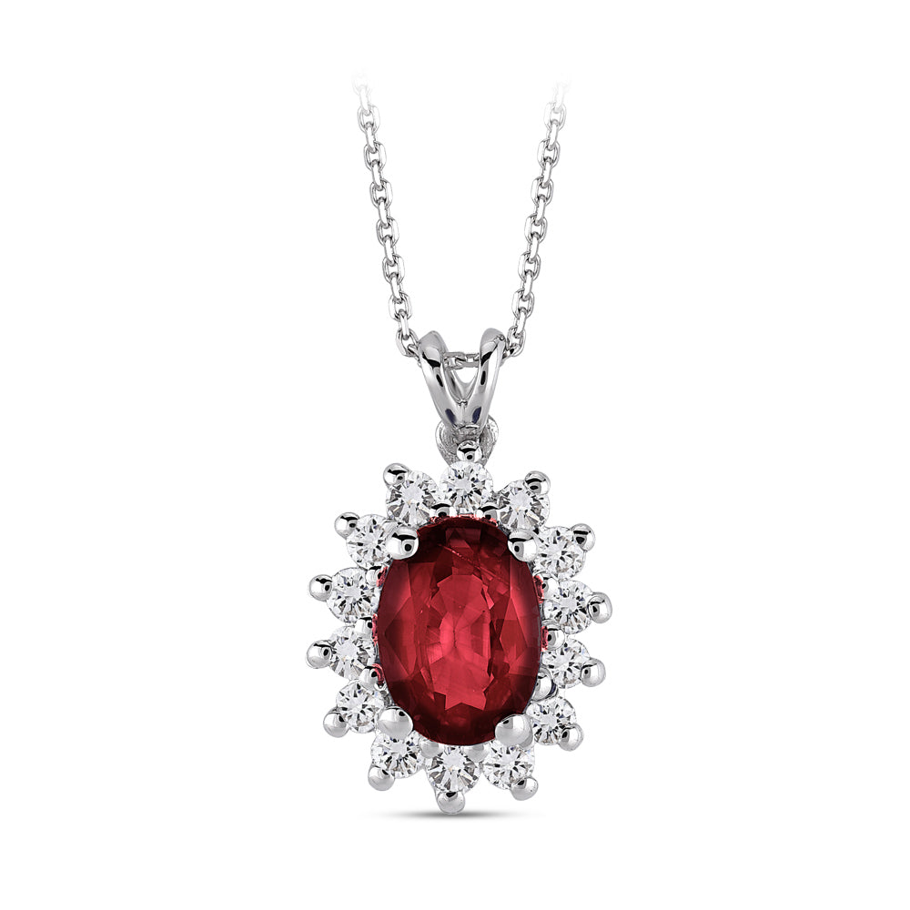 1.25 ct. Rubin Anhänger mit Halskette