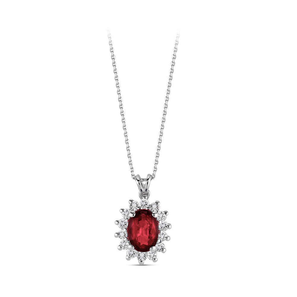 1.25 ct. Rubin Anhänger mit Halskette