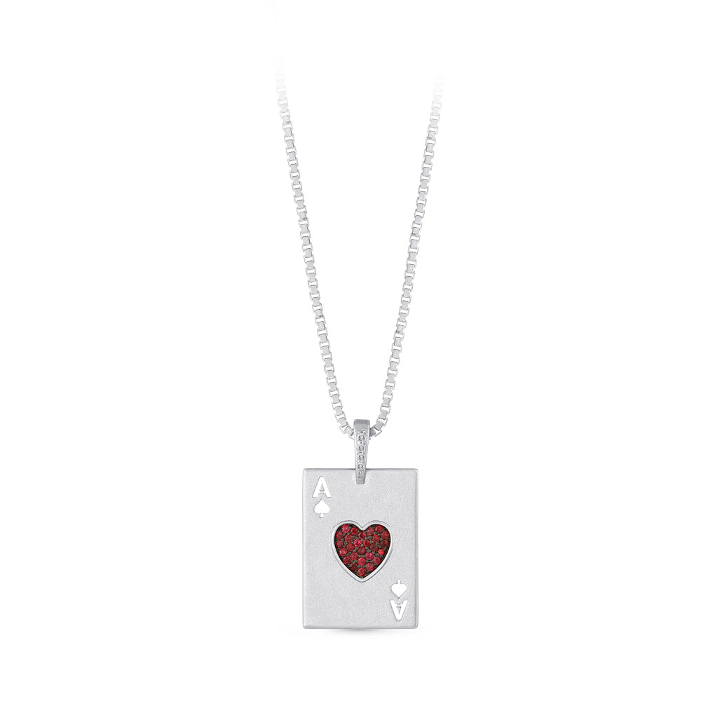 0.36 ct. Ace of Hearts Silver Necklace
