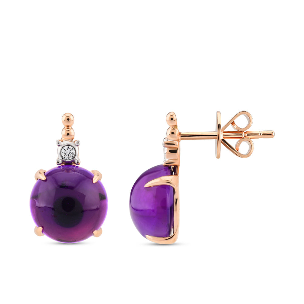 6.04 ct. Cabochon Amethyst Stud Earrings
