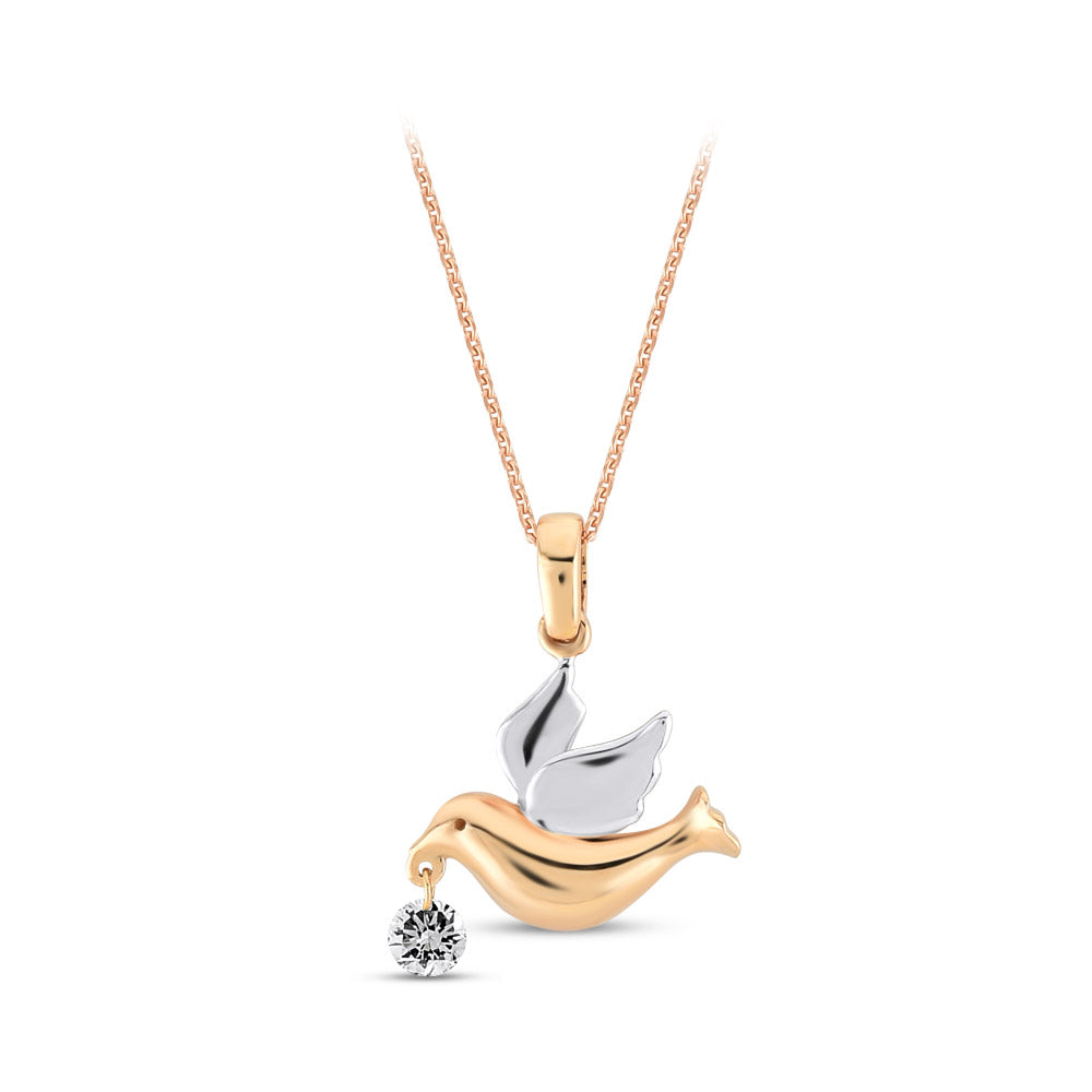 0.09 ct. Vogel Anhänger mit Halskette
