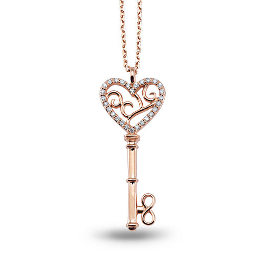 0.14 ct. Luck Key Pendant with Chain
