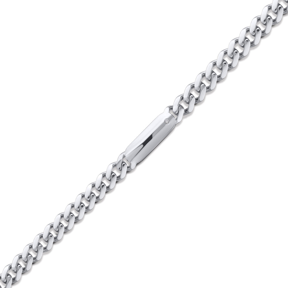 0.04 ct. Herren Silber Diamantarmband