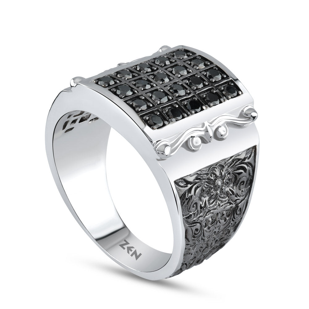 0.65 ct. Herren Silberring