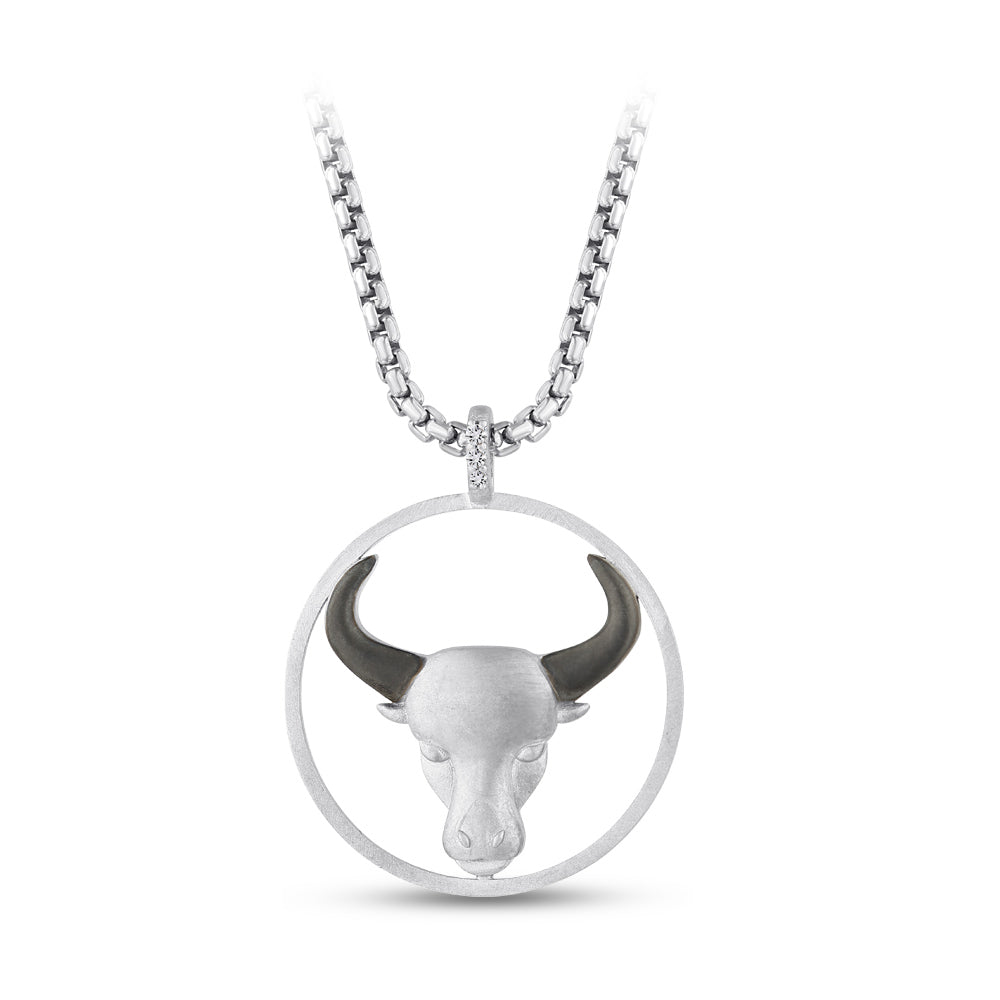 0.04 ct. Stier Sternzeichen Silber Halskette