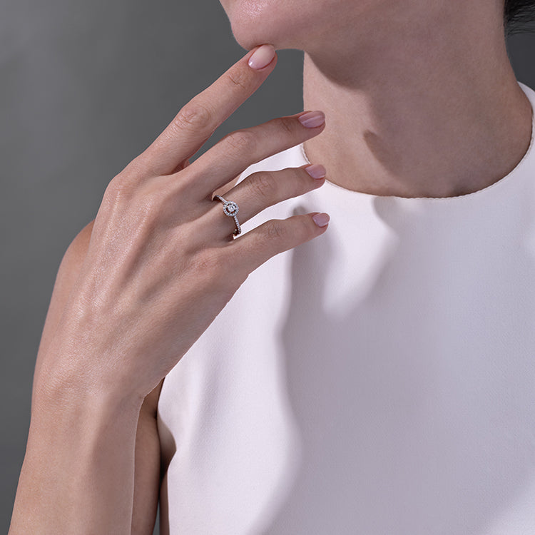 0.26 ct. Halo Diamant Verlobungsring