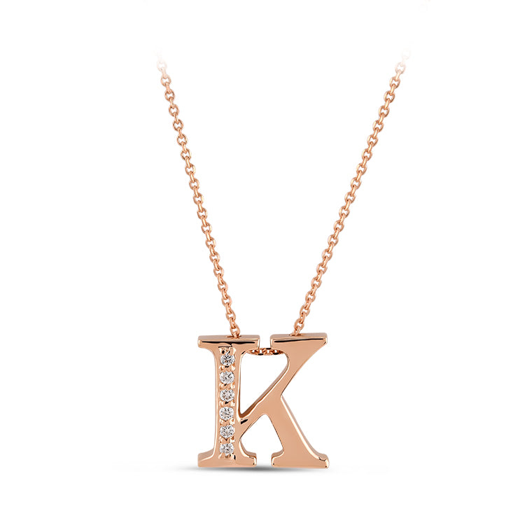 0.03 ct. Buchstabe K Diamant Halskette