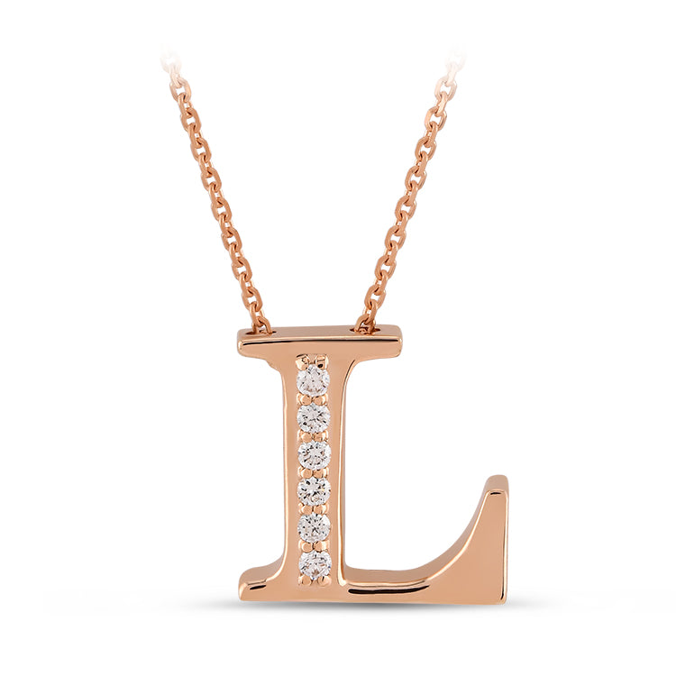 0.04 ct. Buchstabe L Diamant Halskette