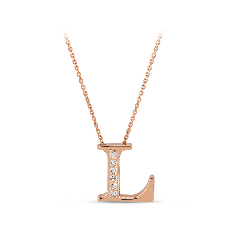 0.04 ct. Buchstabe L Diamant Halskette