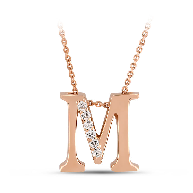 0.05 ct. Buchstabe M Diamant Halskette