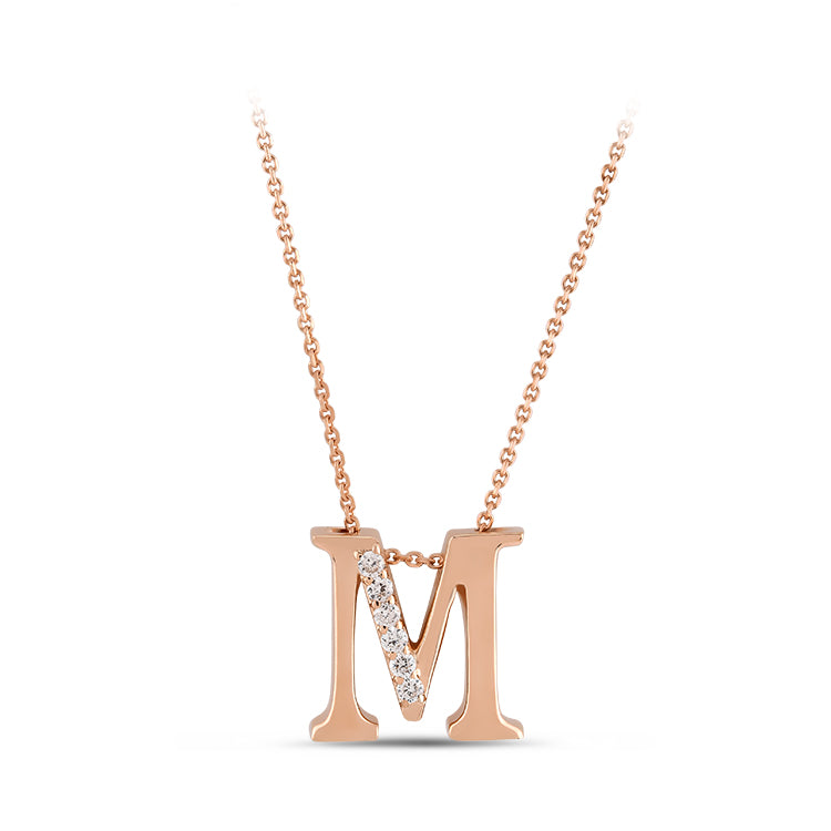0.05 ct. Buchstabe M Diamant Halskette