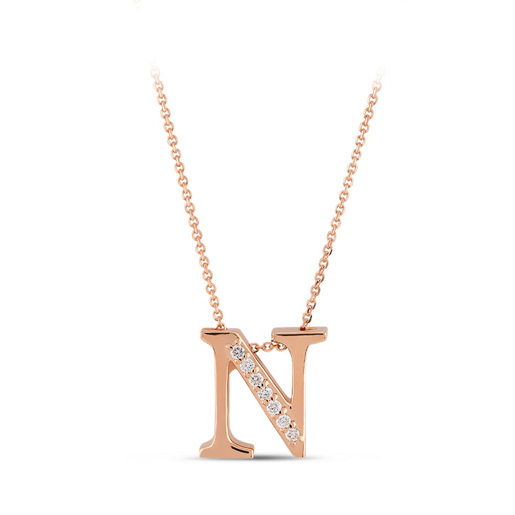 0.04 ct. Buchstabe N Diamant Halskette