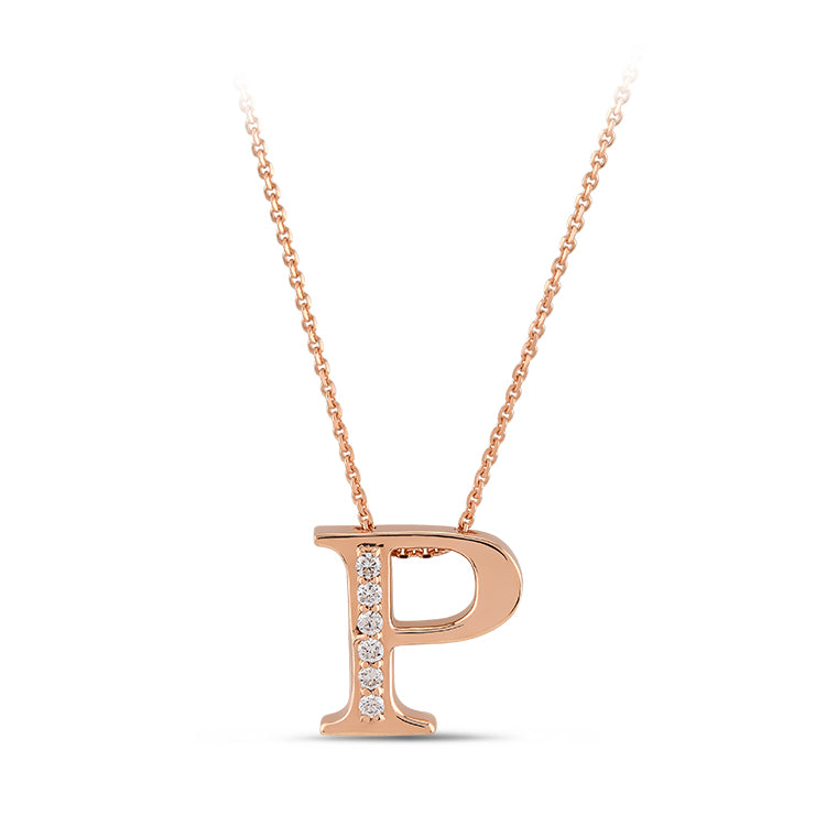 0.04 ct. Buchstabe P Diamant Halskette