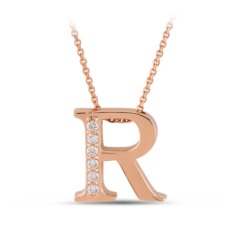 0.04 ct. Buchstabe R Diamant Halskette