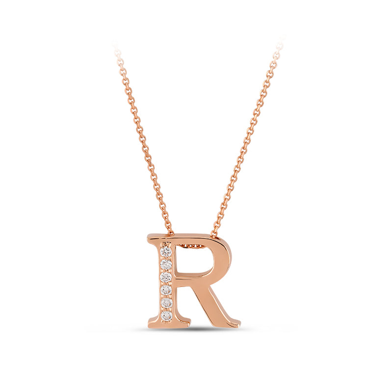 0.04 ct. Buchstabe R Diamant Halskette