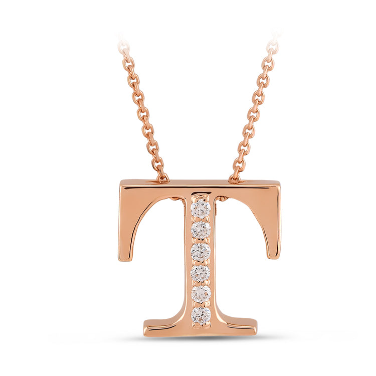 0.05 ct. Buchstabe T Diamant Halskette